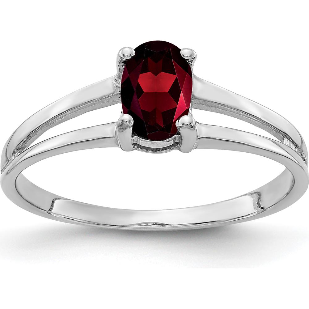 14K White Gold Oval Garnet Ring - 0.60 Carat by Monteluci Fine Jewelry