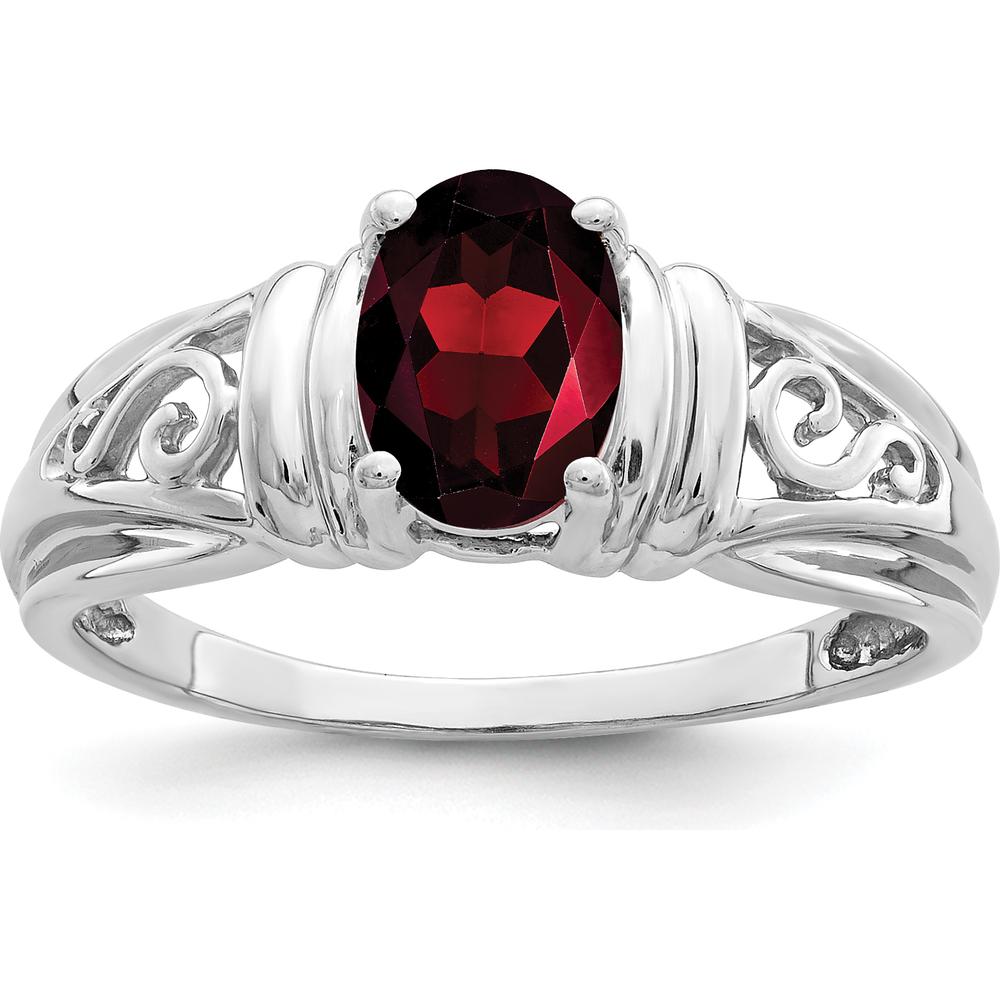14K White Gold Oval Garnet Ring - 1.00 Carat Garnet by Monteluci Fine Jewelry