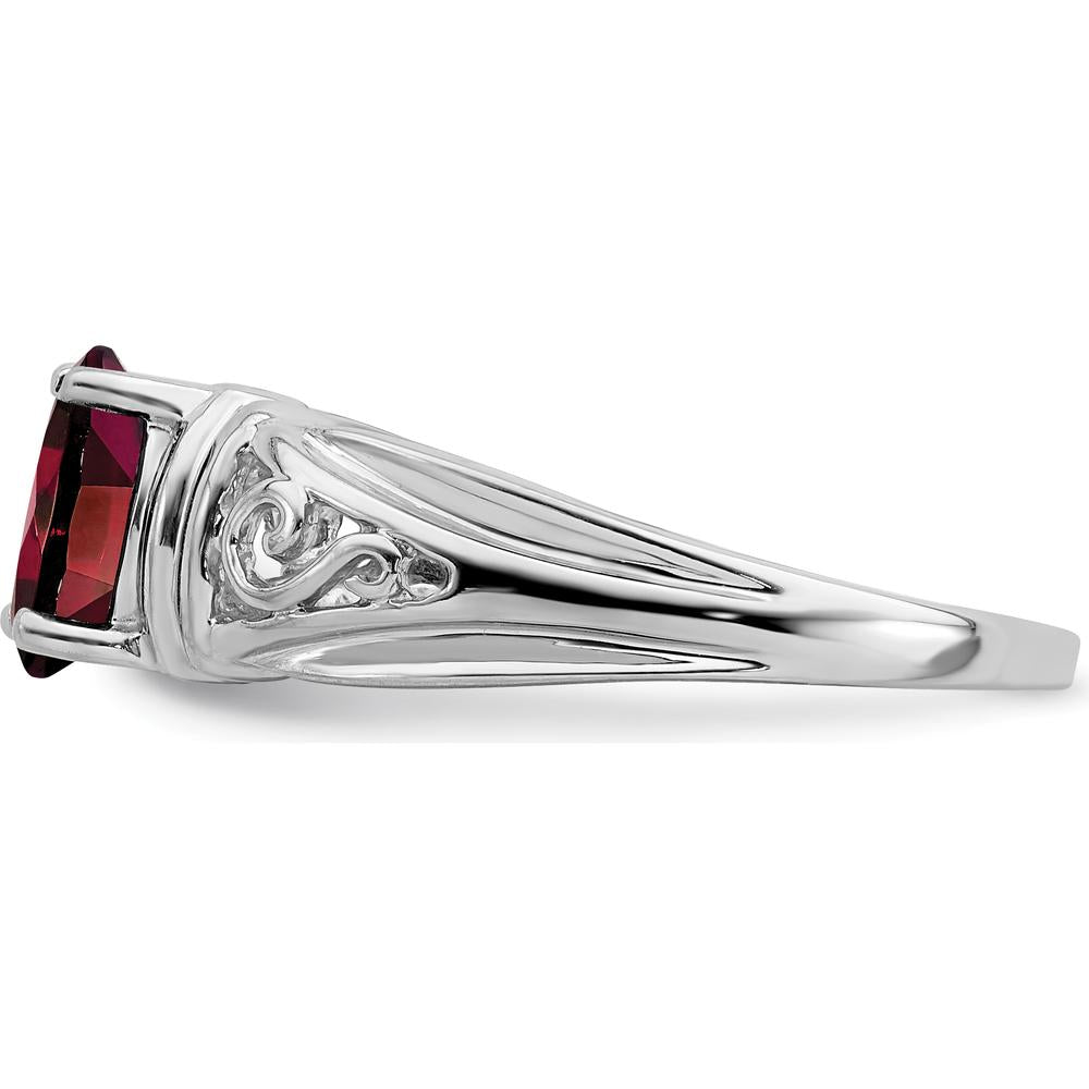14K White Gold Oval Garnet Ring - 1.00 Carat Garnet by Monteluci Fine Jewelry