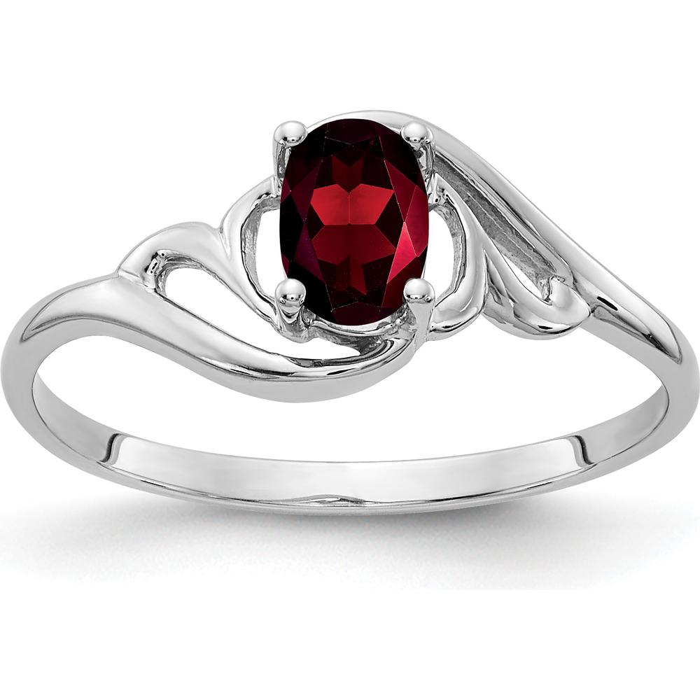 14K White Gold Oval Garnet Ring with Faceted Cut - 0.60 Carat Total Garnet Weight by Monteluci Fine Jewelry