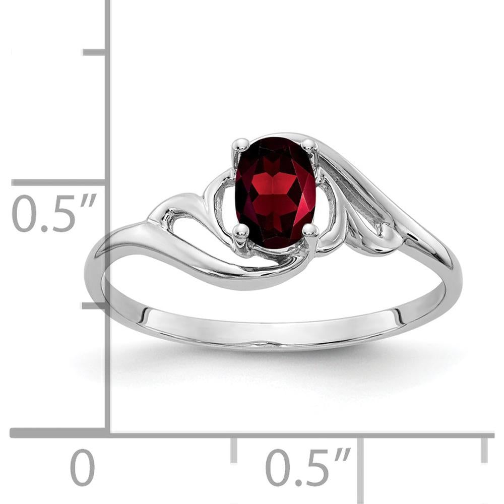 14K White Gold Oval Garnet Ring with Faceted Cut - 0.60 Carat Total Garnet Weight by Monteluci Fine Jewelry