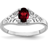 14K White Gold Oval Garnet Ring with Milgrain Detail - 0.60 Carat Total Garnet Weight by Monteluci Fine Jewelry