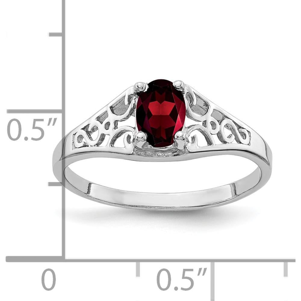 14K White Gold Oval Garnet Ring with Milgrain Detail - 0.60 Carat Total Garnet Weight by Monteluci Fine Jewelry