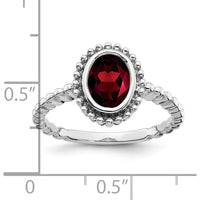 14K White Gold Oval Garnet Ring with Milgrain Detail - 1.47 Carat Garnet Weight by 0
