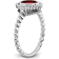 14K White Gold Oval Garnet Ring with Milgrain Detail - 1.47 Carat Garnet Weight by 0