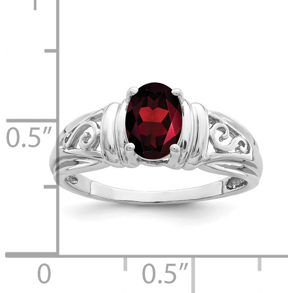 14K White Gold Oval Garnet Ring with Polished Finish - 1.50 Carat Total Gemstone Weight by Monteluci Fine Jewelry