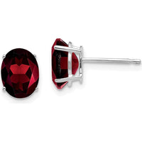 14K White Gold Oval Garnet Stud Earrings - 1.4 Carat Total Garnet Weight by Monteluci Fine Jewelry
