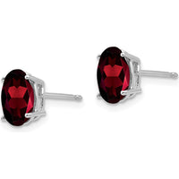 14K White Gold Oval Garnet Stud Earrings - 1.4 Carat Total Garnet Weight by Monteluci Fine Jewelry