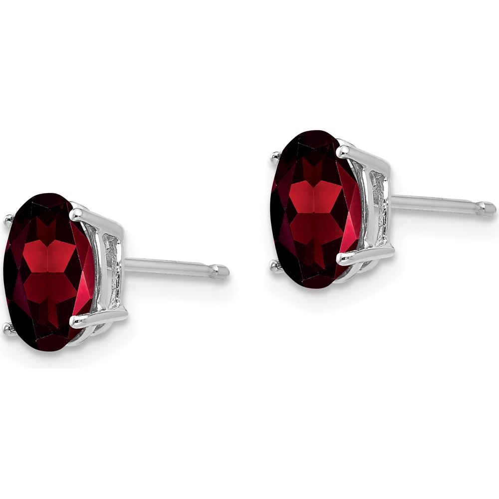 14K White Gold Oval Garnet Stud Earrings - 1.4 Carat Total Garnet Weight by Monteluci Fine Jewelry