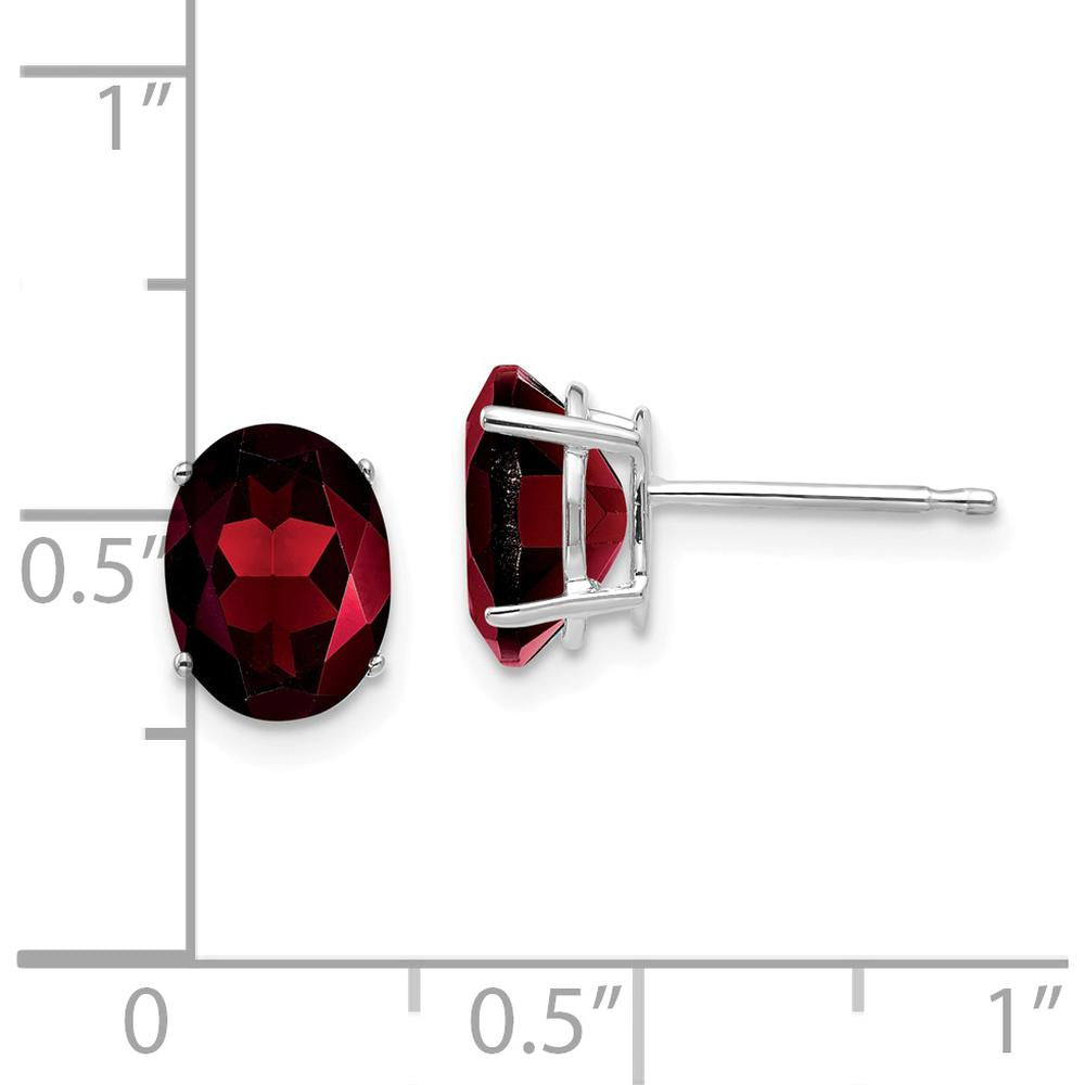 14K White Gold Oval Garnet Stud Earrings - 1.4 Carat Total Garnet Weight by Monteluci Fine Jewelry