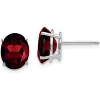 14K White Gold Oval Garnet Stud Earrings - 2.10 Carat Total Garnet Weight by Monteluci Fine Jewelry