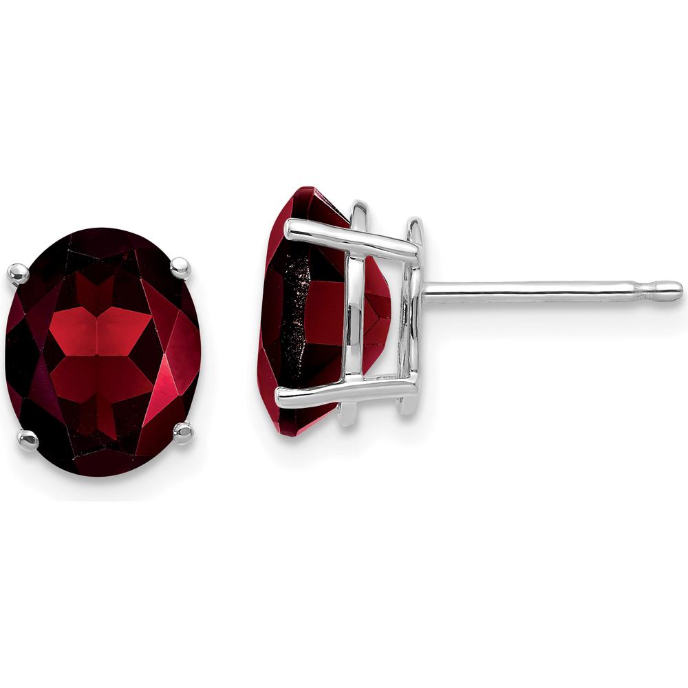 14K White Gold Oval Garnet Stud Earrings - 2.10 Carat Total Garnet Weight by Monteluci Fine Jewelry
