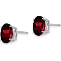 14K White Gold Oval Garnet Stud Earrings - 2.10 Carat Total Garnet Weight by Monteluci Fine Jewelry