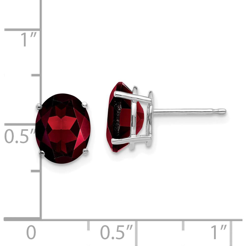 14K White Gold Oval Garnet Stud Earrings - 2.10 Carat Total Garnet Weight by Monteluci Fine Jewelry