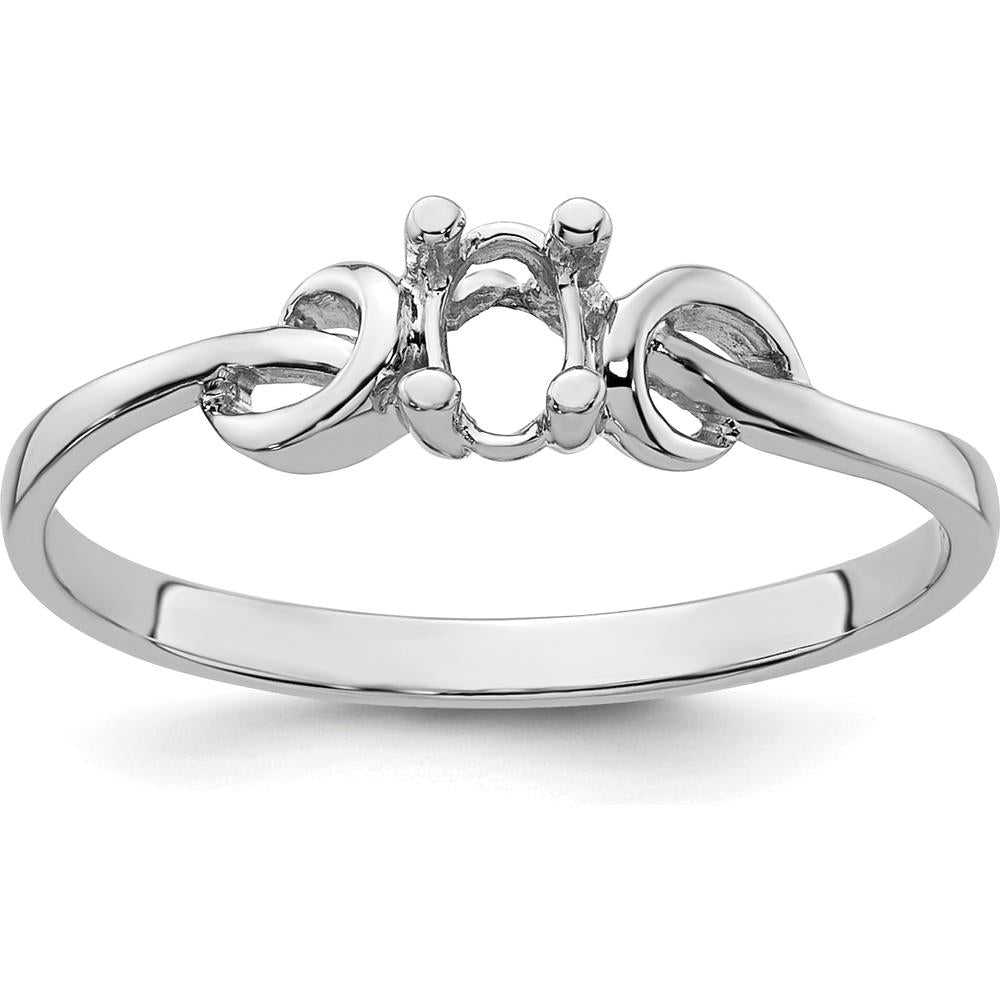 14K White Gold Oval Gemstone Ring Mounting - 5.00x3.00mm by Oro Pregiato