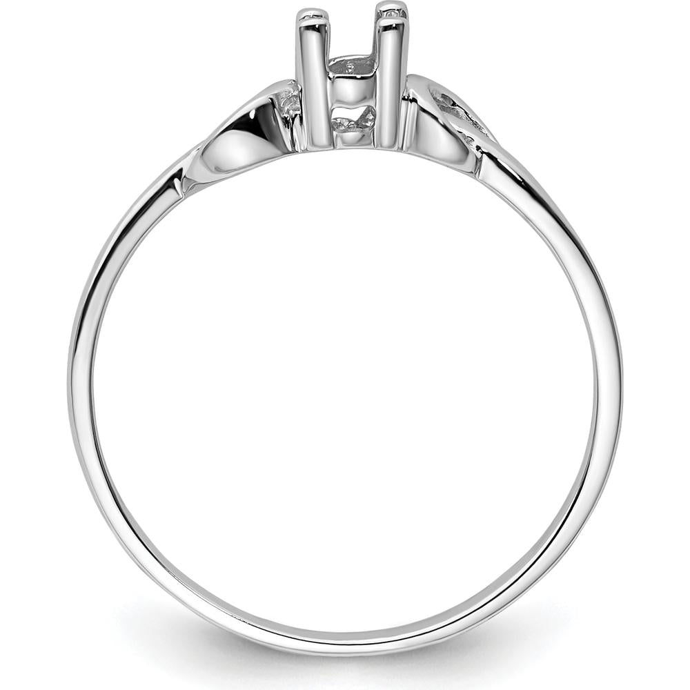 14K White Gold Oval Gemstone Ring Mounting - 5.00x3.00mm by Oro Pregiato