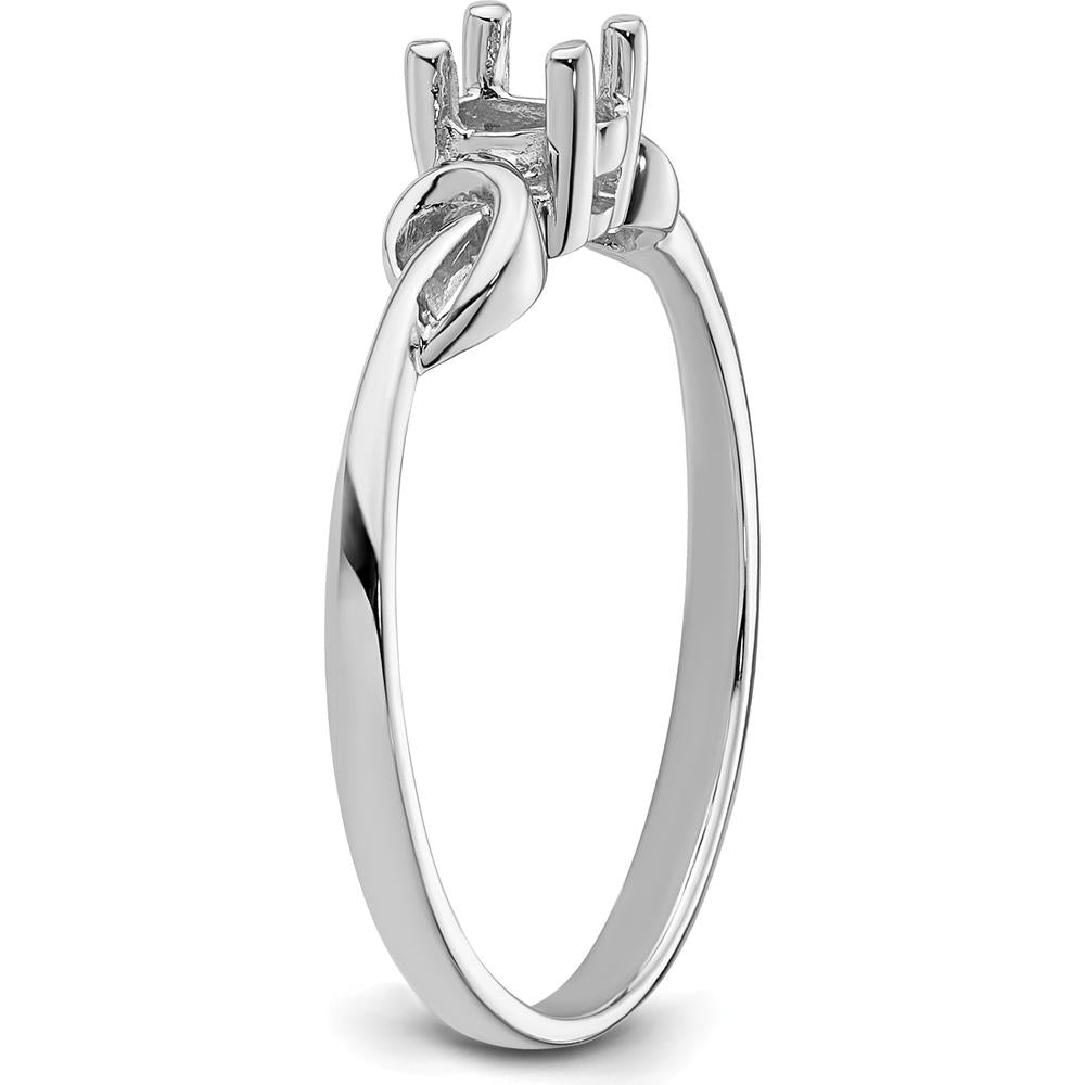 14K White Gold Oval Gemstone Ring Mounting - 5.00x3.00mm by Oro Pregiato