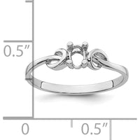 14K White Gold Oval Gemstone Ring Mounting - 5.00x3.00mm by Oro Pregiato