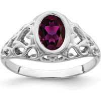 14K White Gold Oval Gemstone Ring Mounting - 7x5mm Setting, Polished Finish with Rhodium Plating by Monteluci Fine Jewelry