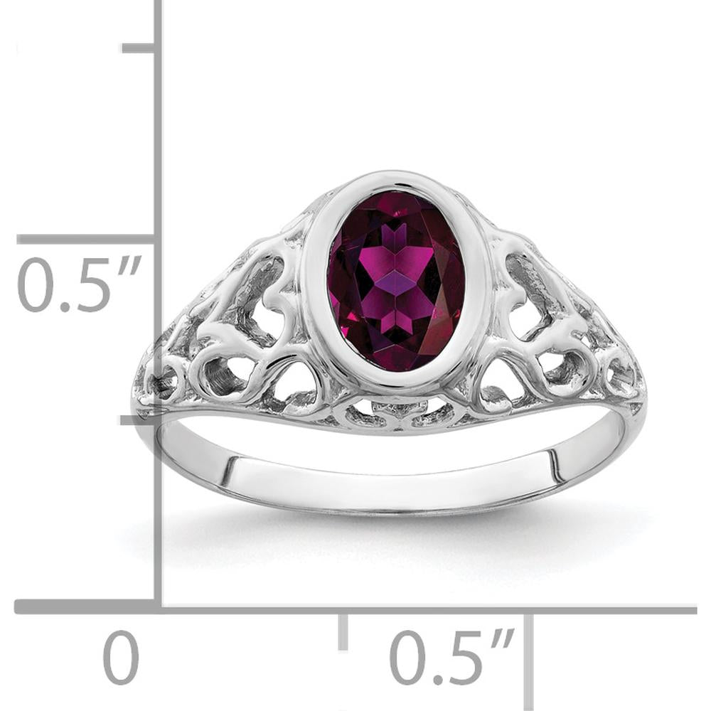 14K White Gold Oval Gemstone Ring Mounting - 7x5mm Setting, Polished Finish with Rhodium Plating by Monteluci Fine Jewelry