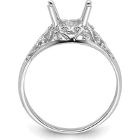 14K White Gold Oval Gemstone Ring Mounting - 8x6mm with Tapered Band and Rhodium Plating by Monteluci Fine Jewelry