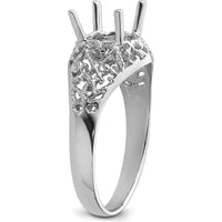 14K White Gold Oval Gemstone Ring Mounting - 8x6mm with Tapered Band and Rhodium Plating by Monteluci Fine Jewelry