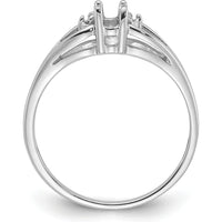 14K White Gold Oval Gemstone Ring Mounting for 5x3mm Stone with Diamond Accent - Rhodium Plated by Oro Pregiato