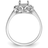 14K White Gold Oval Gemstone Ring Mounting for 7x5mm Gemstone - Polished Rhodium Finish, Customizable by Oro Pregiato