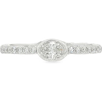 14K White Gold Oval Halo Fashion Ring with Prong Set Round Diamonds - 0.41 Carat Total Diamond Weight by Auriventus
