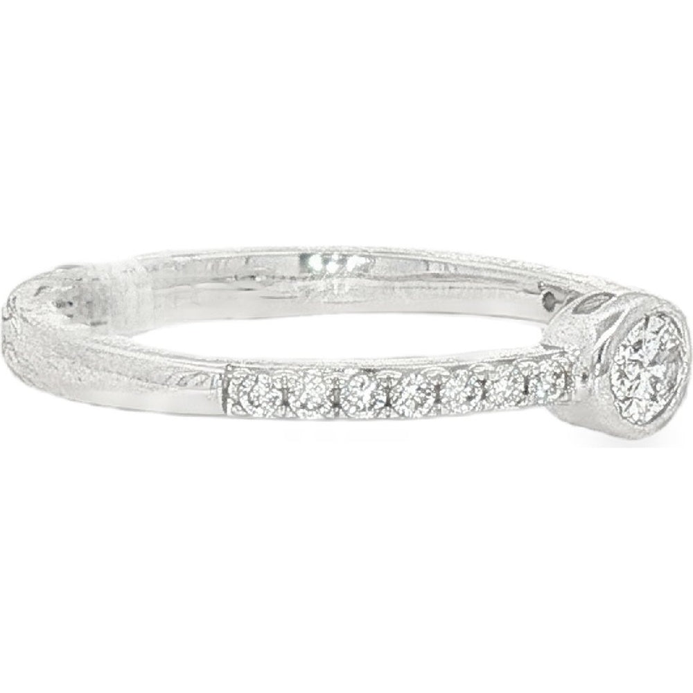 14K White Gold Oval Halo Fashion Ring with Prong Set Round Diamonds - 0.41 Carat Total Diamond Weight by Auriventus