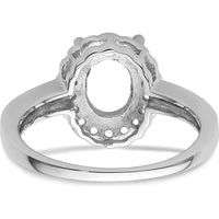 14K White Gold Oval Halo Ring Mounting for 8x6mm Gemstone with Milgrain Detail by Monteluci Fine Jewelry