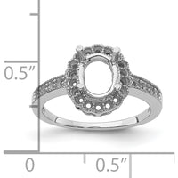 14K White Gold Oval Halo Ring Mounting for 8x6mm Gemstone with Milgrain Detail by Monteluci Fine Jewelry