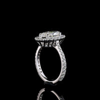 14K White Gold Oval Halo Ring with 2.18 Carat Moval Cut Lab Diamond Center and Pavé Band - 3.07 Total Carat Weight - Covaloro Fine Jewelry