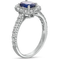 14K White Gold Oval Halo Semi-Mount Ring with Pavé Set Round Diamonds - 0.55 Carat Total Diamond Weight by Auriventus