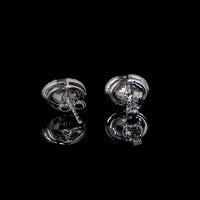 14K White Gold Oval Halo Stud Earrings with Fancy Orangy Pink Lab Diamonds and White Diamond Accents - 0.86 Carats Total Diamond Weight - Covaloro Fine Jewelry