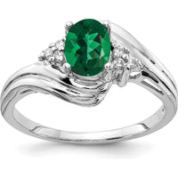 14K White Gold Oval Helenite and Diamond Ring with Split Shank Design - 1.06 Carat Total Gem Weight by Monteluci Fine Jewelry