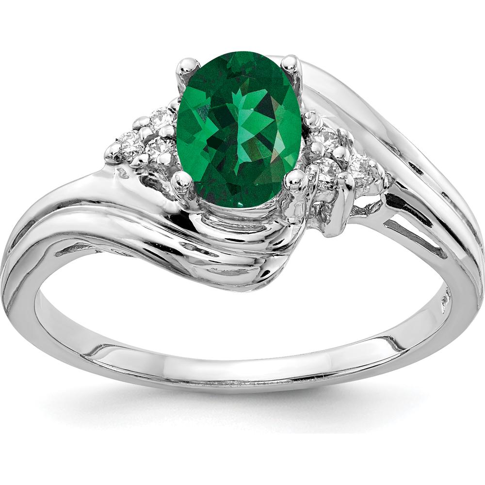 14K White Gold Oval Helenite and Diamond Ring with Split Shank Design - 1.06 Carat Total Gem Weight by Monteluci Fine Jewelry