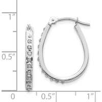14K White Gold Oval Hinged Hoop Earrings with Natural Diamonds - 0.010 Carats Total Diamond Weight by Monteluci Fine Jewelry