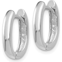14K White Gold Oval Hinged Hoop Earrings with Polished Finish and Rhodium Plating by 0