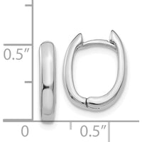 14K White Gold Oval Hinged Hoop Earrings with Polished Finish and Rhodium Plating by 0