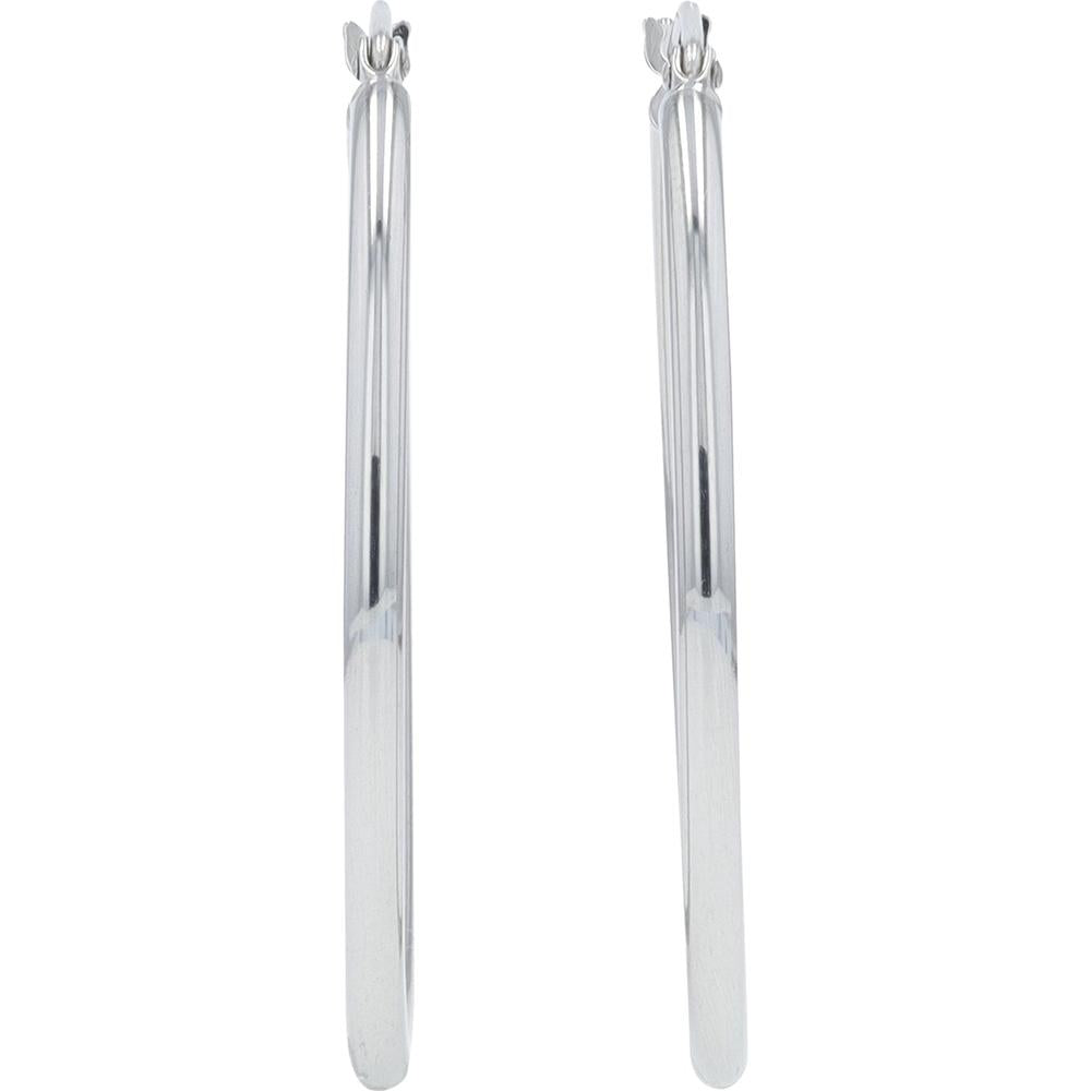 14K White Gold Oval Hoop Earrings - 1.90 grams