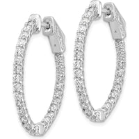 14K White Gold Oval Hoop Earrings with 50 Round Diamonds - 1.00 Carat Total Diamond Weight by Monteluci Fine Jewelry