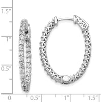 14K White Gold Oval Hoop Earrings with 50 Round Diamonds - 1.00 Carat Total Diamond Weight by Monteluci Fine Jewelry
