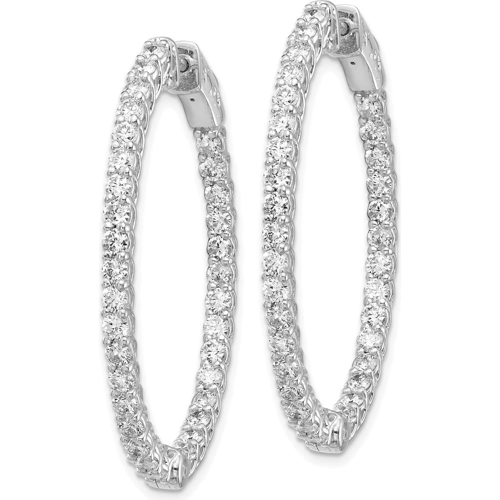 14K White Gold Oval Hoop Earrings with 66 Round Prong-Set Diamonds - Total Weight 1.32 Carat by Monteluci Fine Jewelry