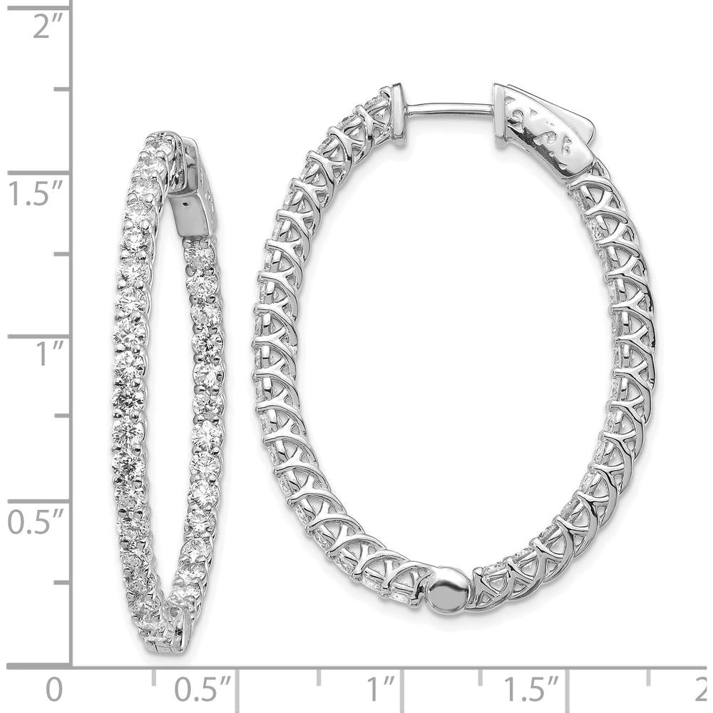 14K White Gold Oval Hoop Earrings with 66 Round Prong-Set Diamonds - Total Weight 1.32 Carat by Monteluci Fine Jewelry