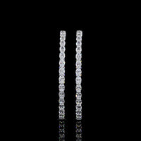 14K White Gold Oval Hoop Earrings with East-West Prong Set Lab Grown Diamonds - 6.22 Carats Total Diamond Weight - Covaloro Fine Jewelry