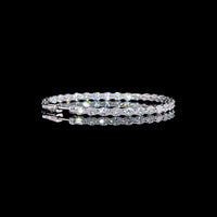 14K White Gold Oval Hoop Earrings with East-West Prong Set Lab Grown Diamonds - 6.22 Carats Total Diamond Weight - Covaloro Fine Jewelry