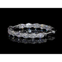 14K White Gold Oval Hoop Earrings with East-West Set Lab Diamonds - 3.38 Carat Total Weight, E-F Color VS2 Clarity - Covaloro Fine Jewelry