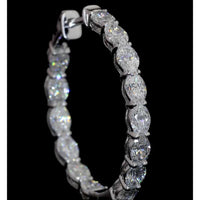 14K White Gold Oval Hoop Earrings with East-West Set Lab Diamonds - 3.38 Carat Total Weight, E-F Color VS2 Clarity - Covaloro Fine Jewelry