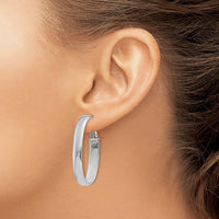14K White Gold Oval Hoop Earrings with Omega Clip Back - 34mm Length by Oro Pregiato